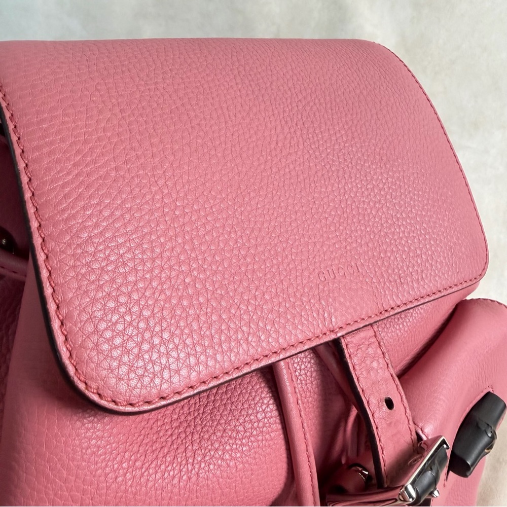 Gucci Pink Leather Bamboo Tassel Backpack | Authentic | Made in Italy - Picture 7 of 17